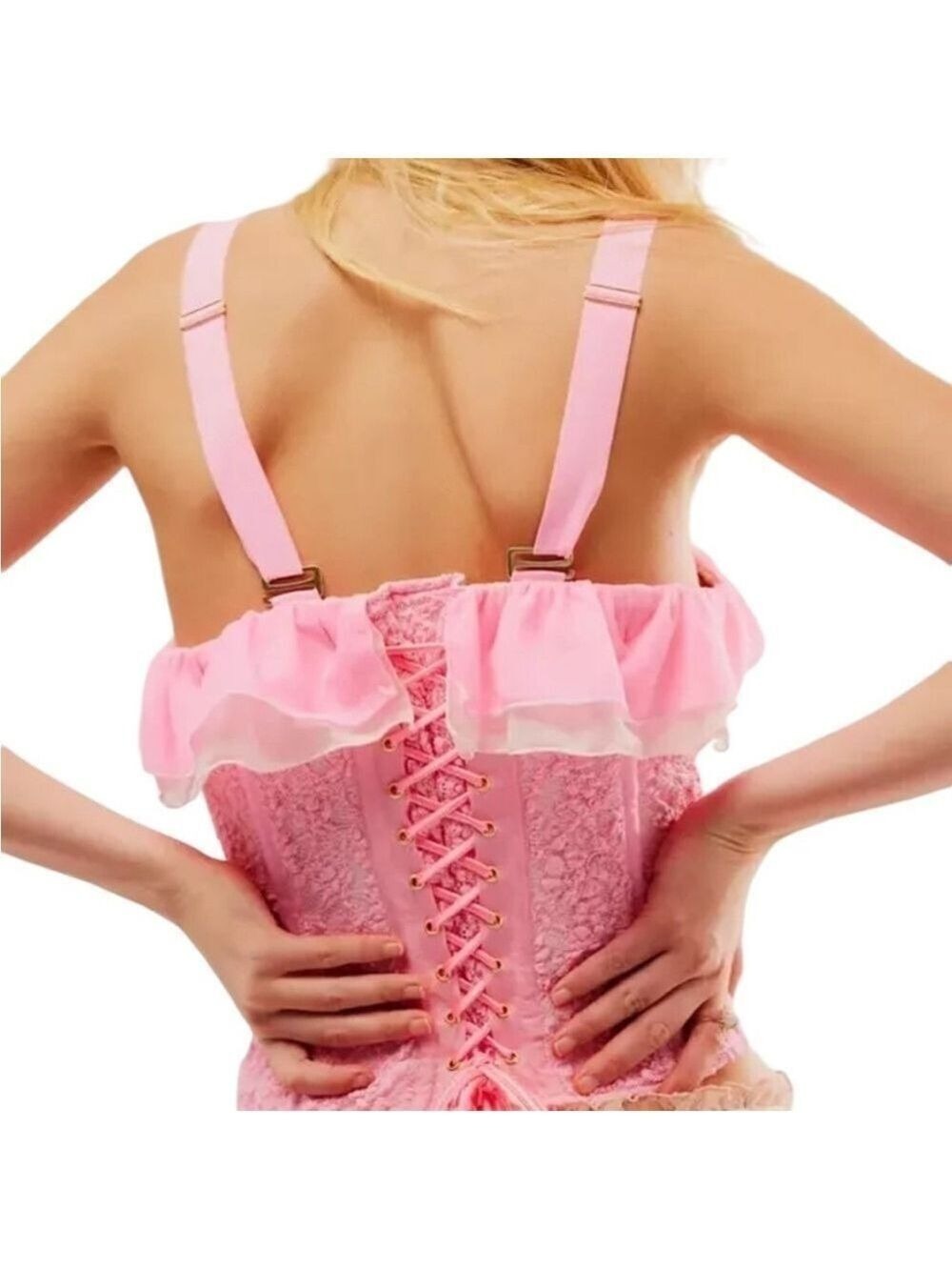 WE ARE HAH Seams Like Princess Corset M Rose Quartz Pink Lace Up Sexy- S & M - Picture 12 of 13